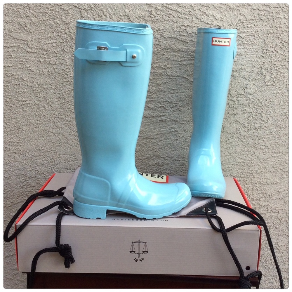 ❌SOLD❌ Hunter Mint "Tiffany Blue" Rain Boots NWT - Picture 4 of 6